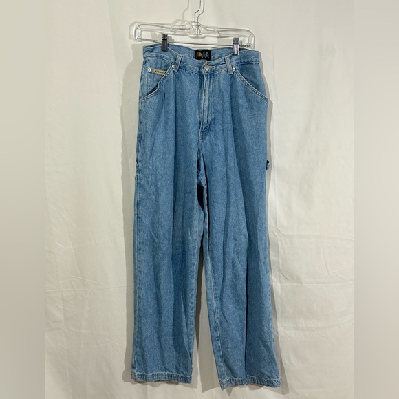Vintage Action West Carpenter Jeans 90s Y2K Light Wash Baggy Workwear Denim 14” - Picture 1 of 7